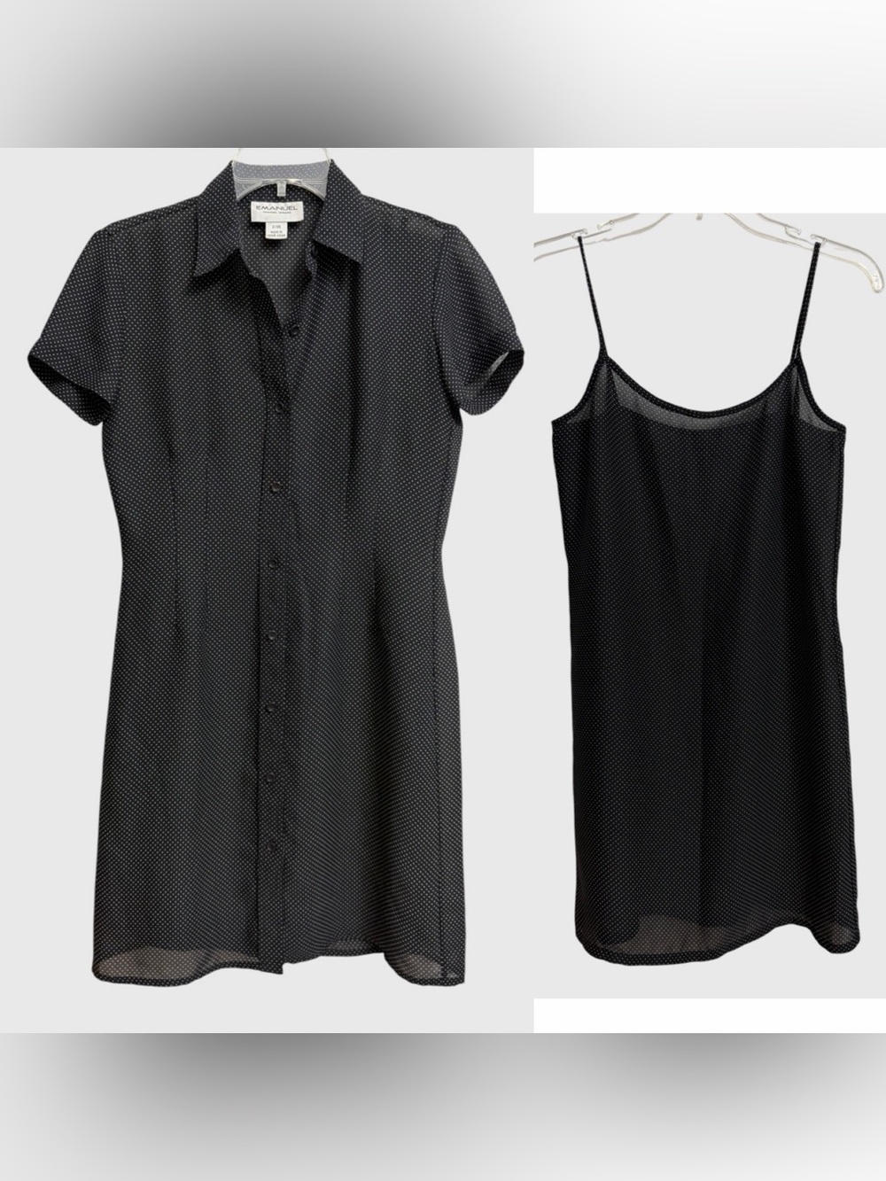 Vintage 90s Emanuel Emanuel Ungaro Polka Dot Dress Size 2 US Sheer Black White